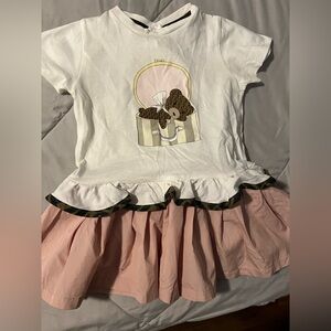 Fendi White and Pink Dress with Bear Detail